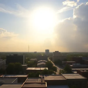 Scenic view of Memphis showing summer weather with clouds and sun
