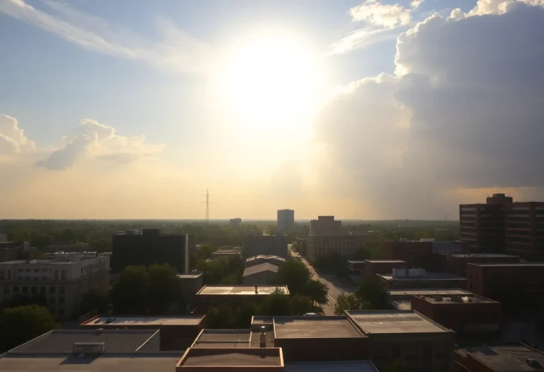 Scenic view of Memphis showing summer weather with clouds and sun
