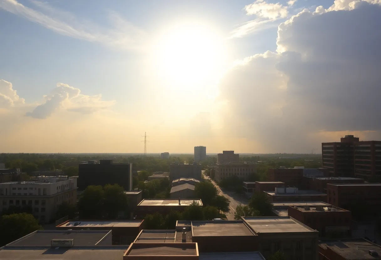 Scenic view of Memphis showing summer weather with clouds and sun