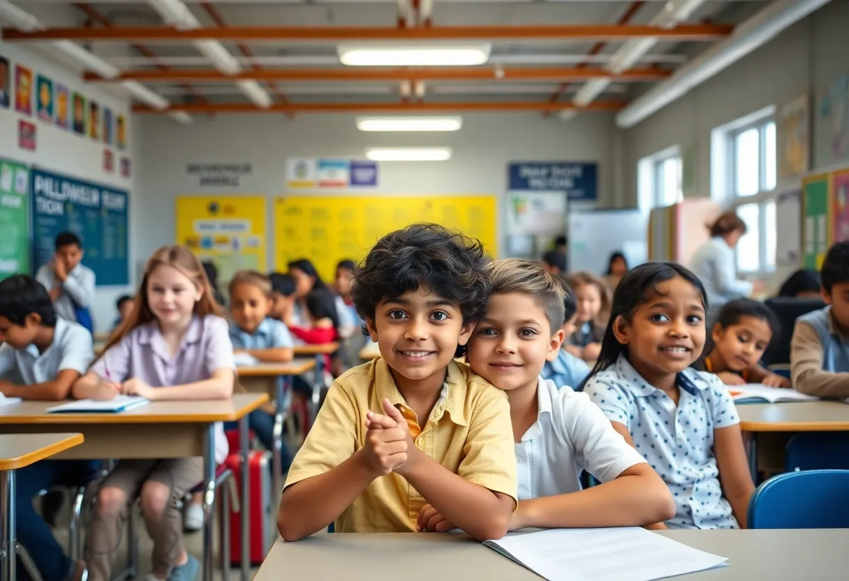 Students in a classroom showing diverse educational settings