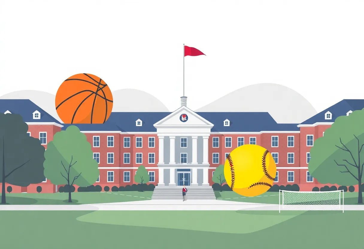 Illustration of the University of Memphis campus representing NCAA compliance issues