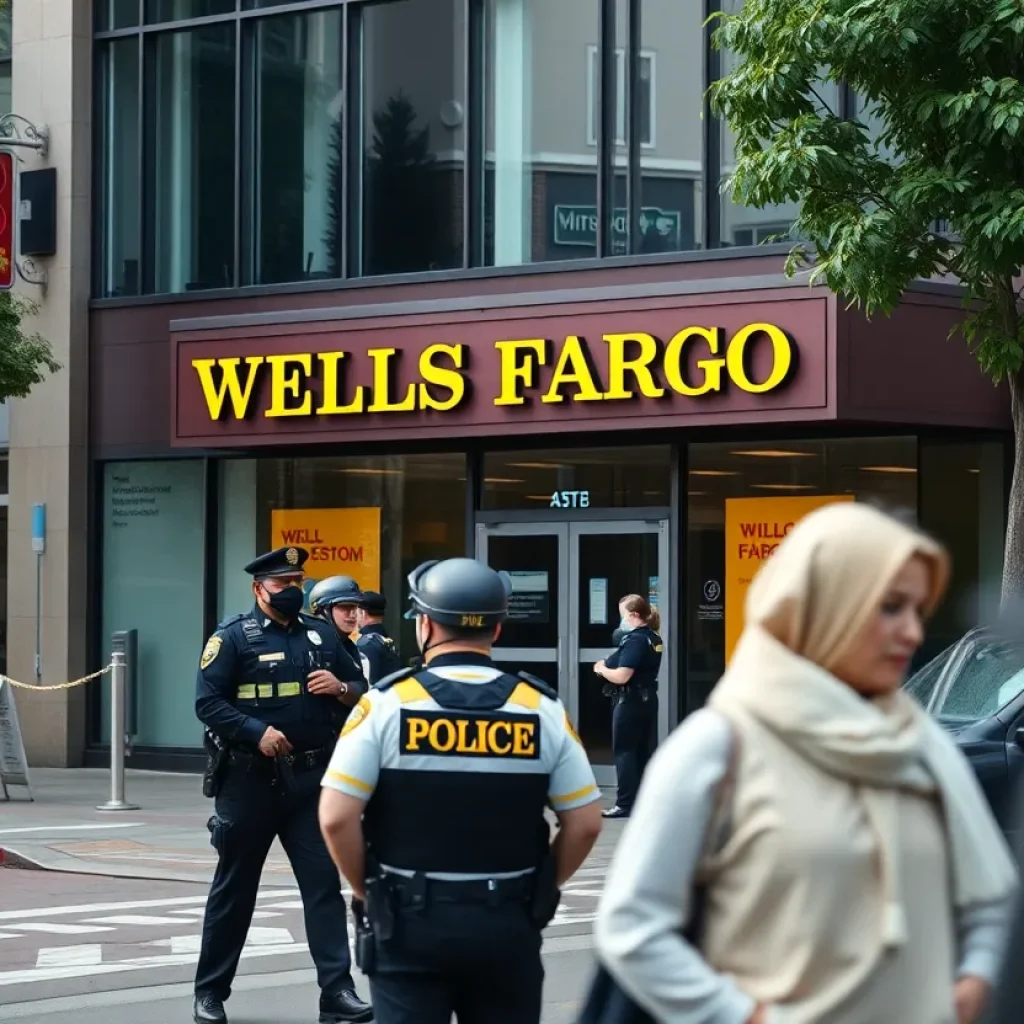 Wells Fargo Bank branch in Memphis during a police investigation