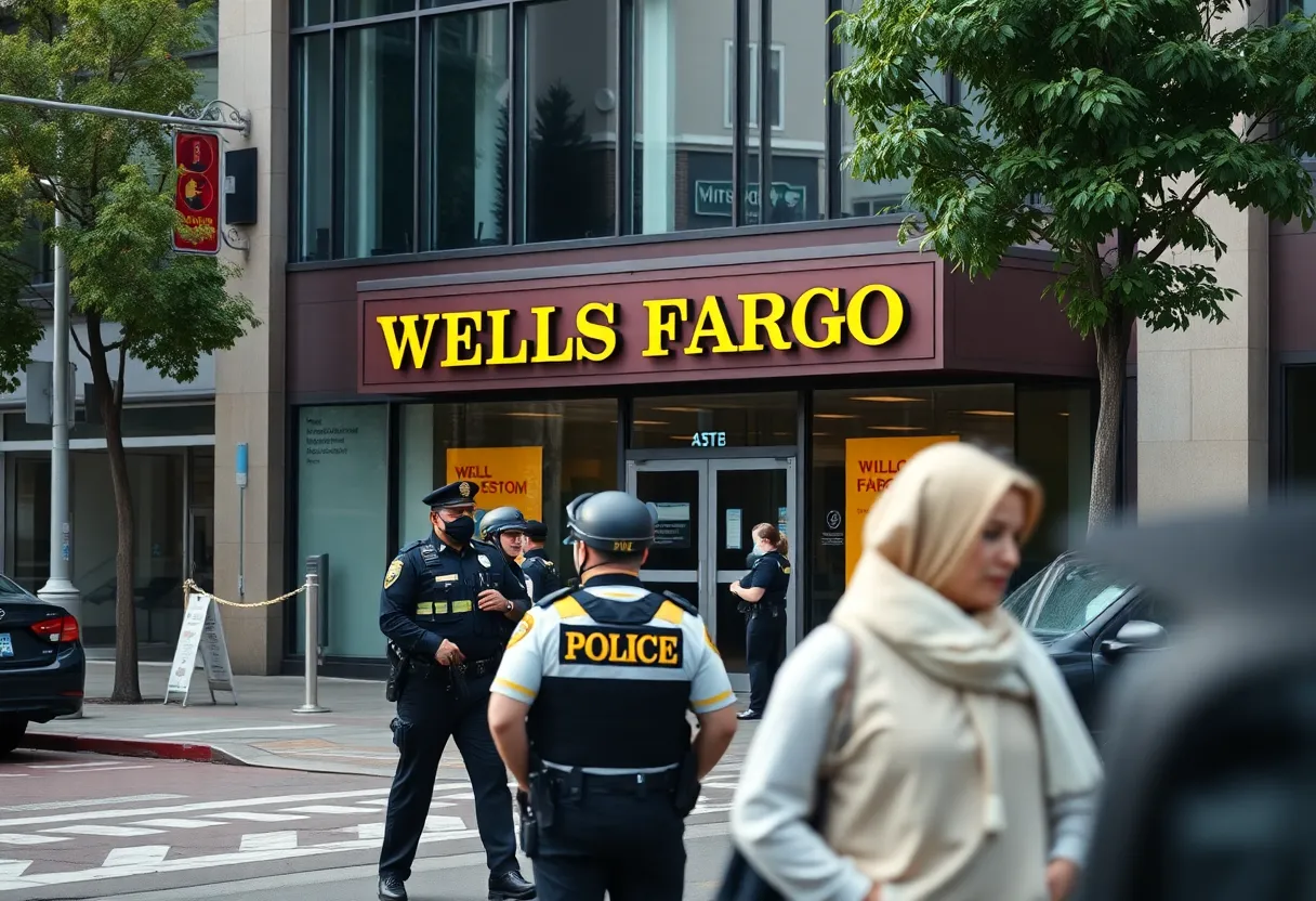 Wells Fargo Bank branch in Memphis during a police investigation