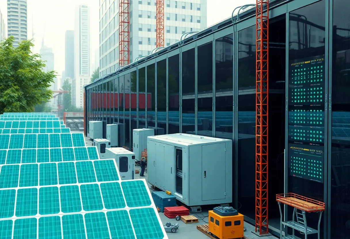 Data center under construction for Colossus 2 supercomputer in Memphis, featuring large machines and green energy sources.