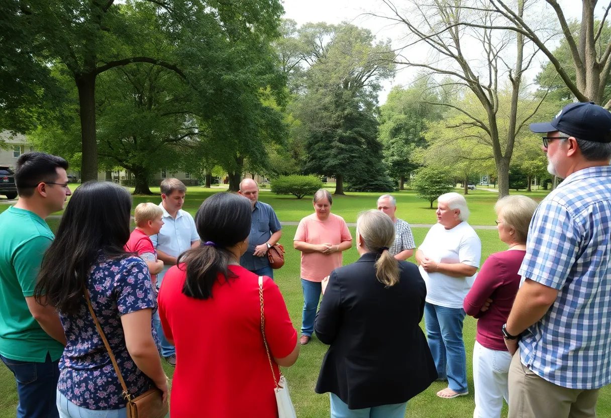 Residents gathered at a community meeting discussing groundwater protection