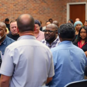 Residents of North Memphis discussing their concerns over the jail relocation proposal