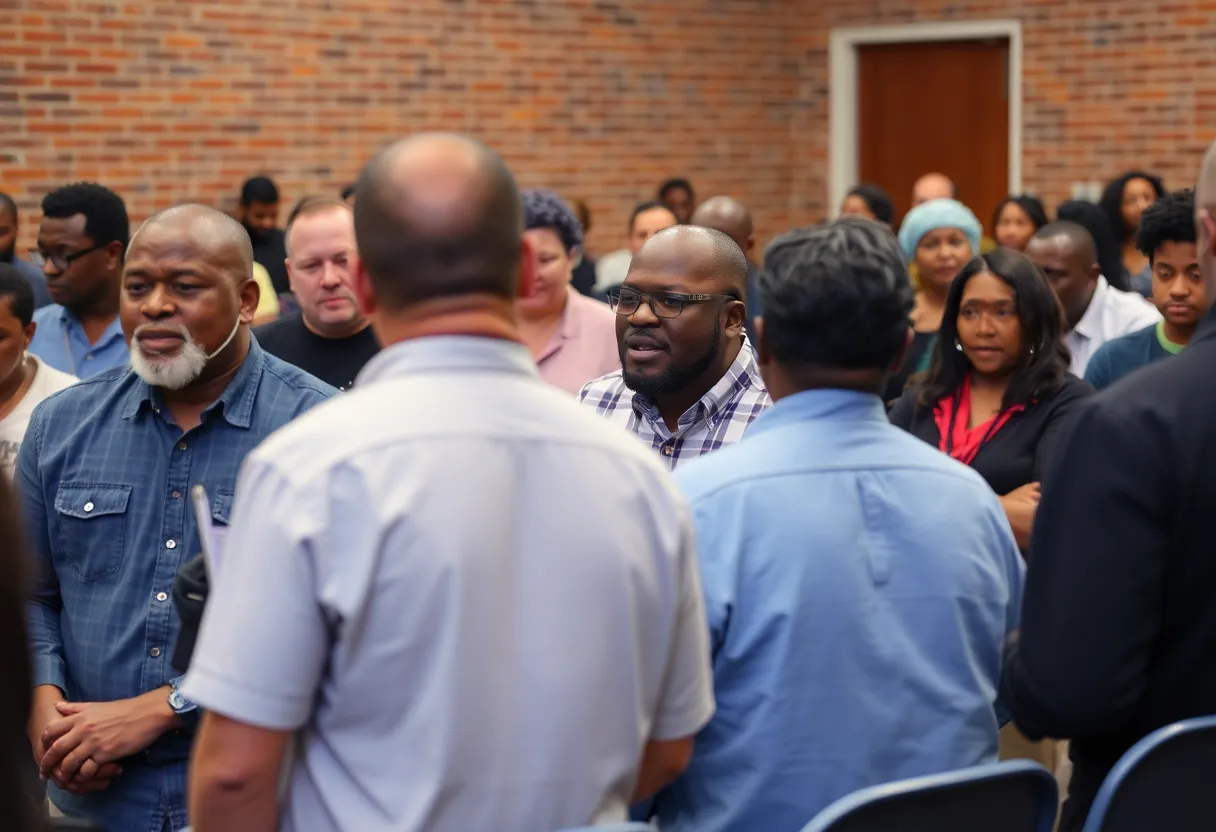 Residents of North Memphis discussing their concerns over the jail relocation proposal
