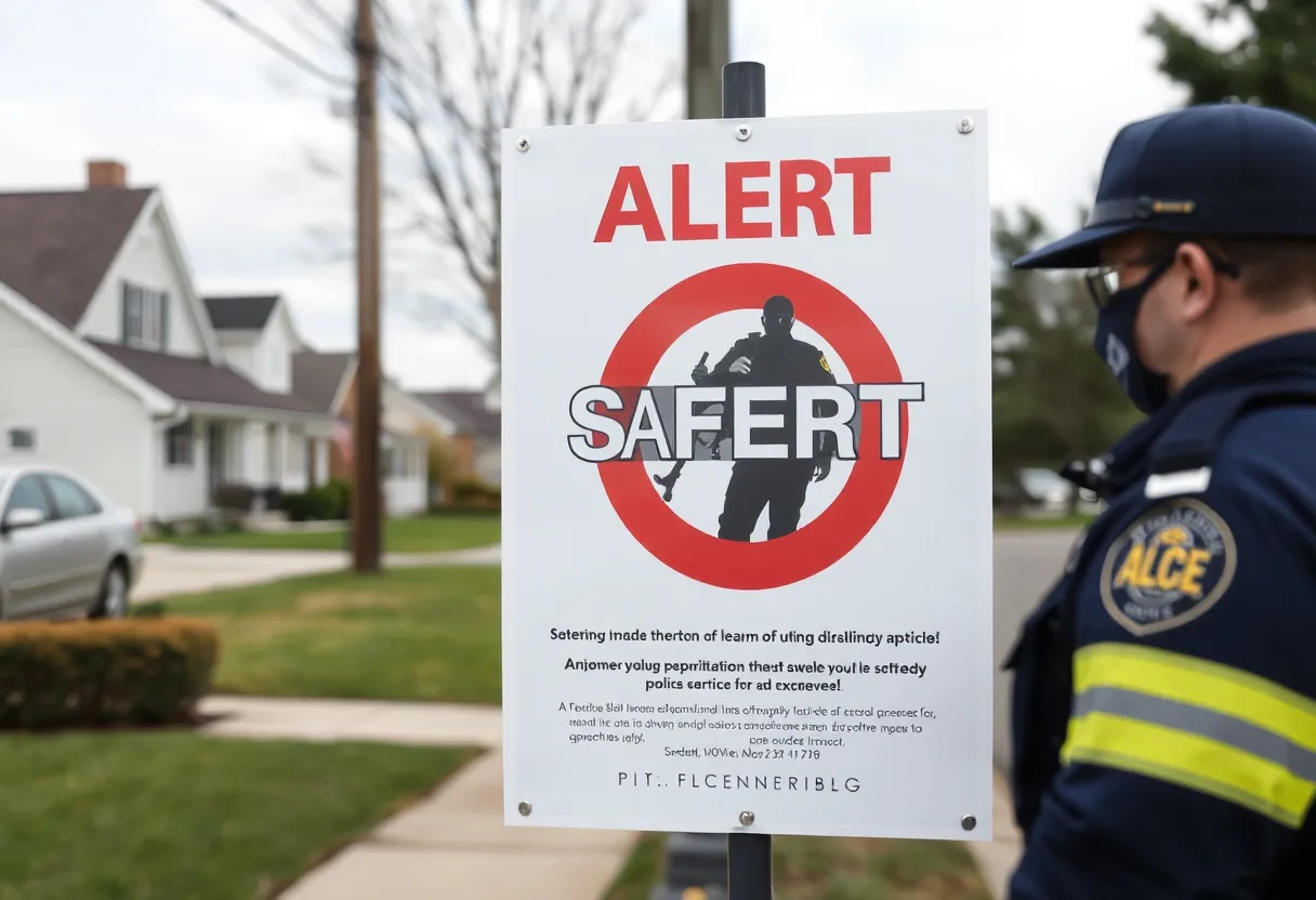 Community safety poster emphasizing vigilance