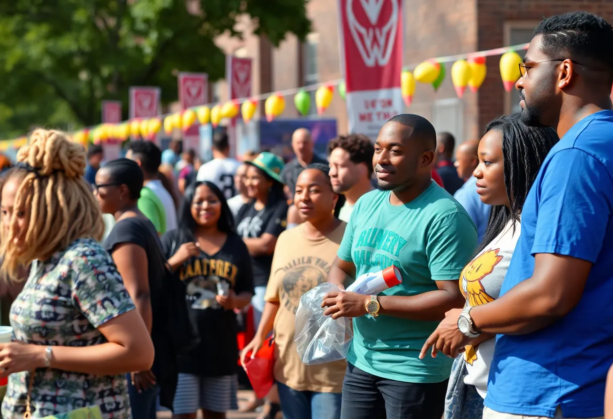 A lively community event in Memphis with various cultural activities.