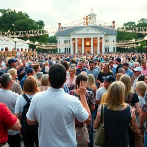 Fans celebrating Elvis Week at Graceland