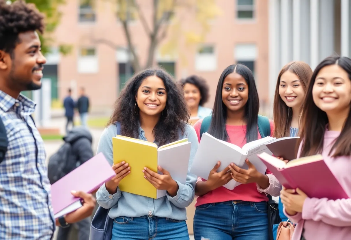 Group of Ghanaian students studying on campus at the University of Memphis