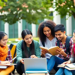 A group of Ghanaian students studying on campus at the University of Memphis