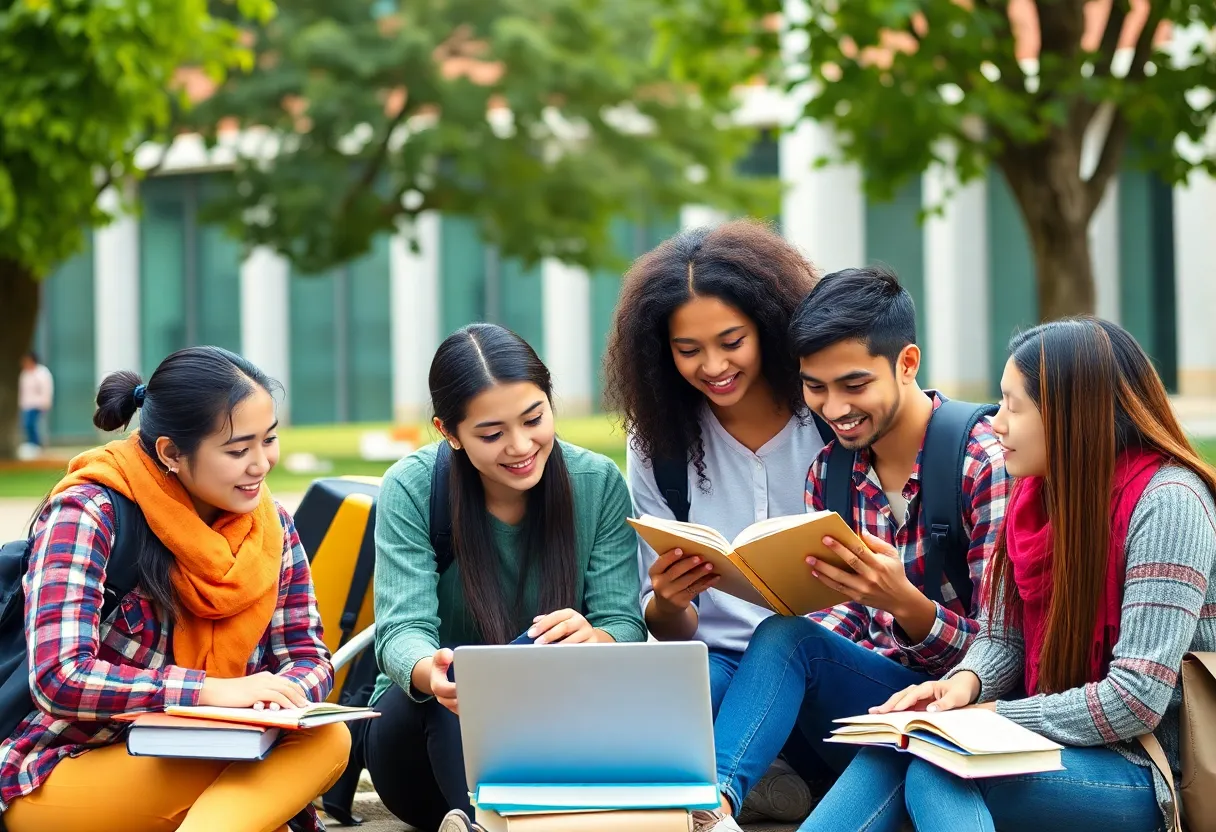 A group of Ghanaian students studying on campus at the University of Memphis