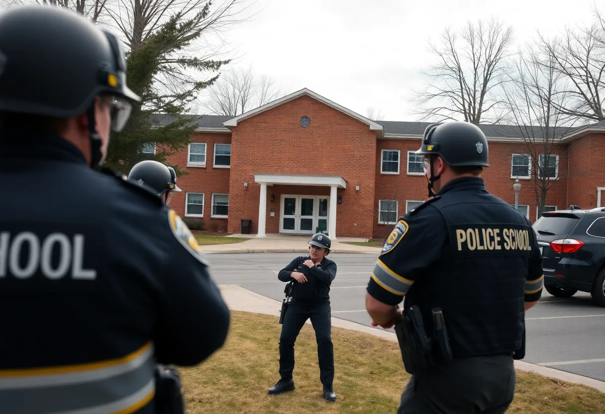 Police presence outside Levi Elementary School during lockdown