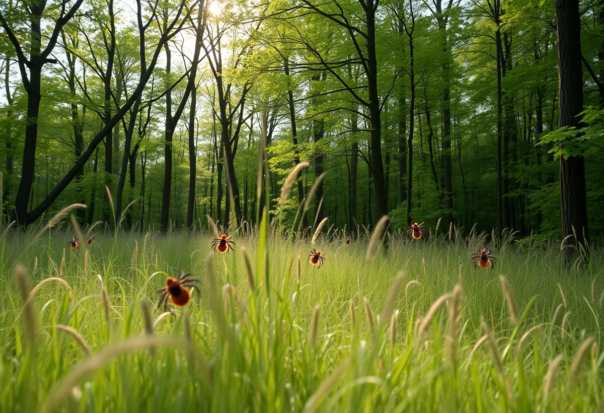 A forest landscape symbolizing Lyme disease awareness and prevention.
