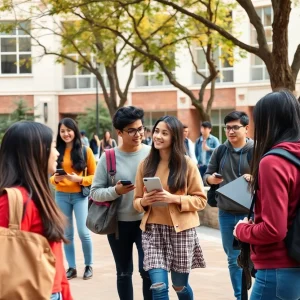 Diverse students on University of Memphis campus
