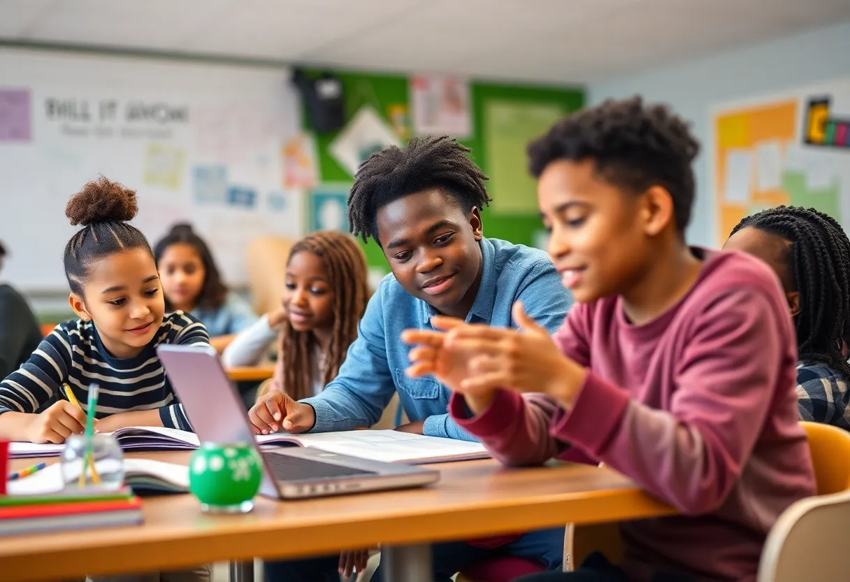 Diverse classroom in Memphis with students engaged in learning