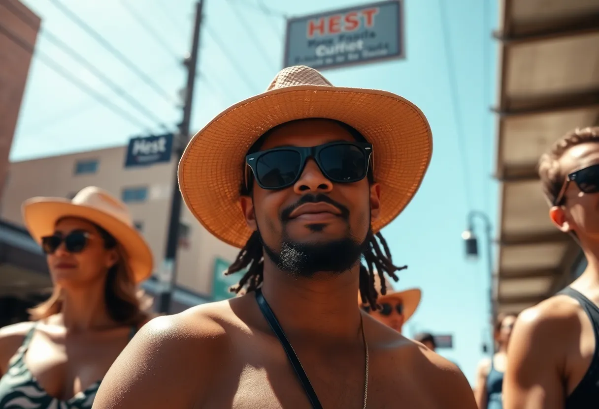 Street scene in Memphis during extreme heat with people feeling the effects of high temperatures.