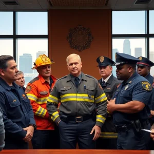 Firefighters and police officers discuss union matters in Memphis.