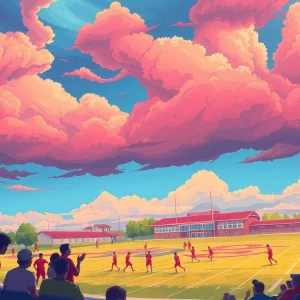 Football game in Memphis with cloudy skies