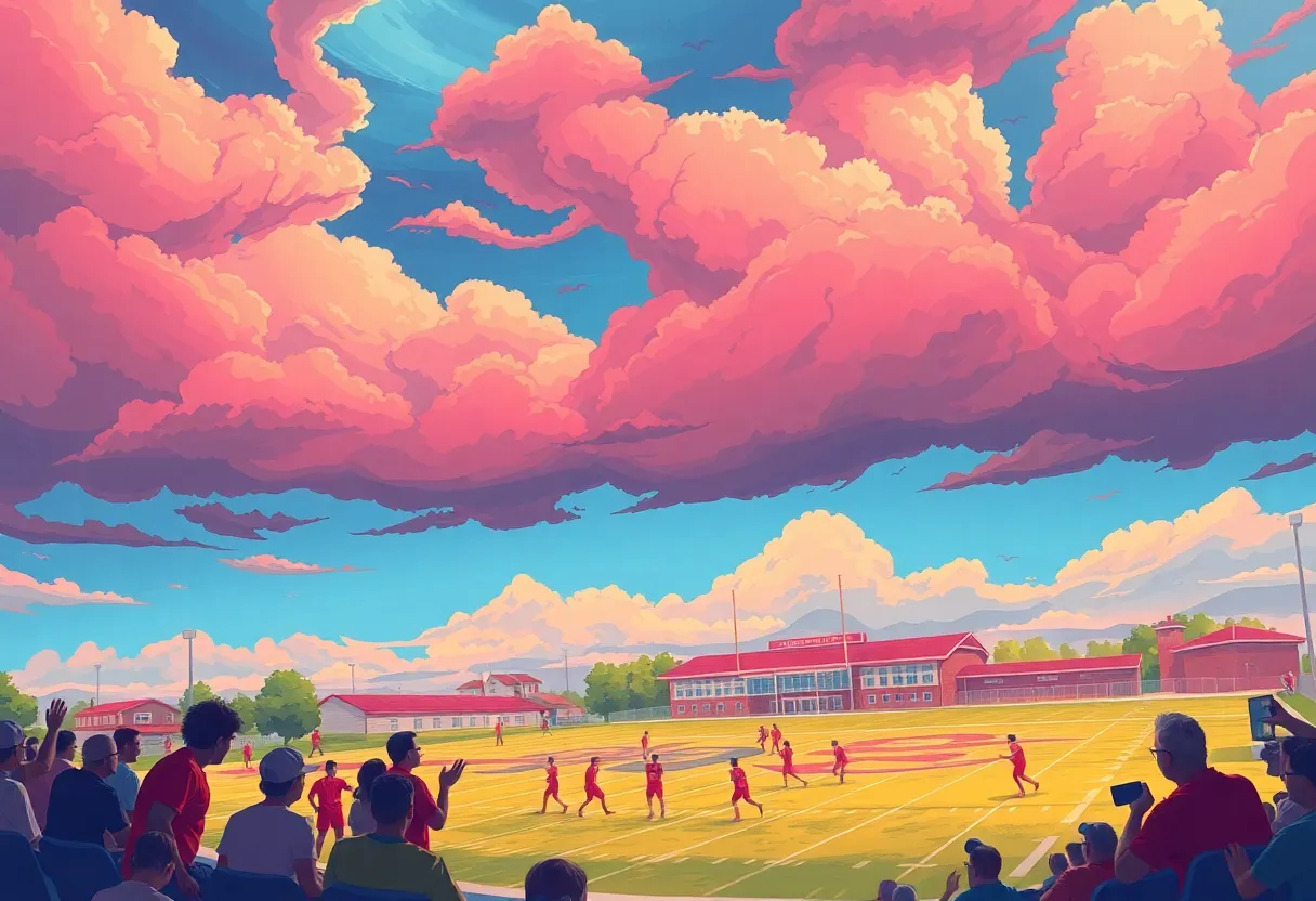 Football game in Memphis with cloudy skies