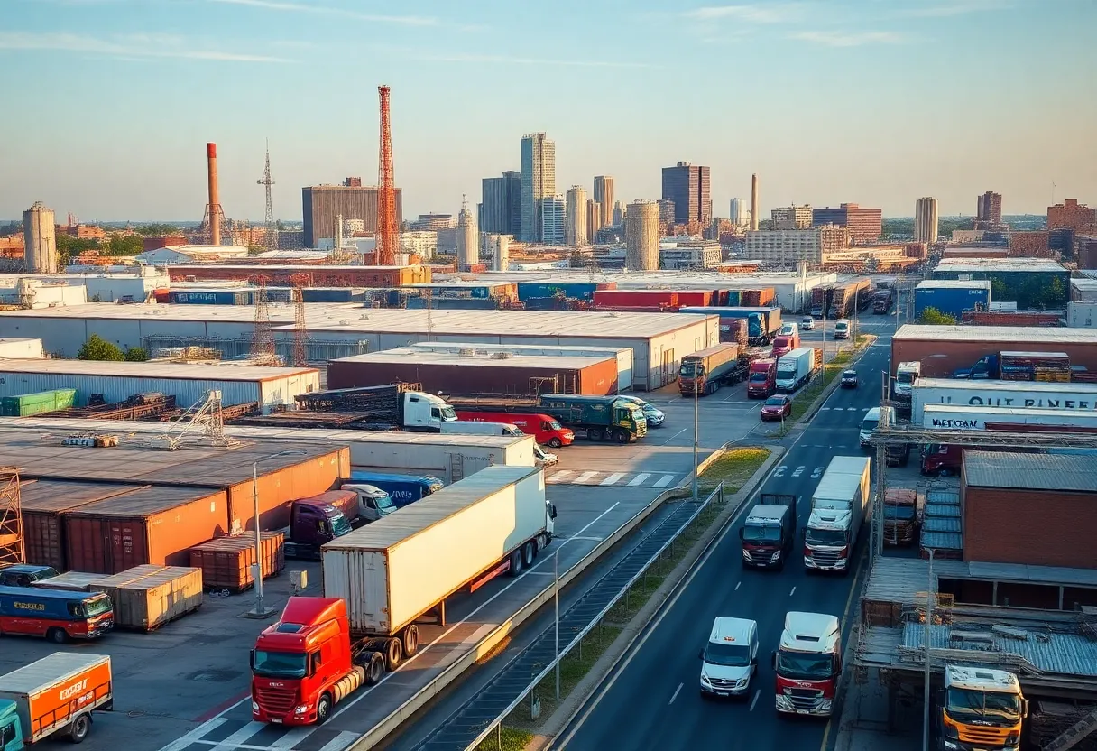 View of Memphis industrial area showing various warehouses and logistics centers.