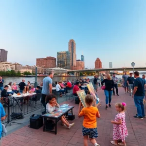 Crowd enjoying an outdoor event along the Memphis riverfront