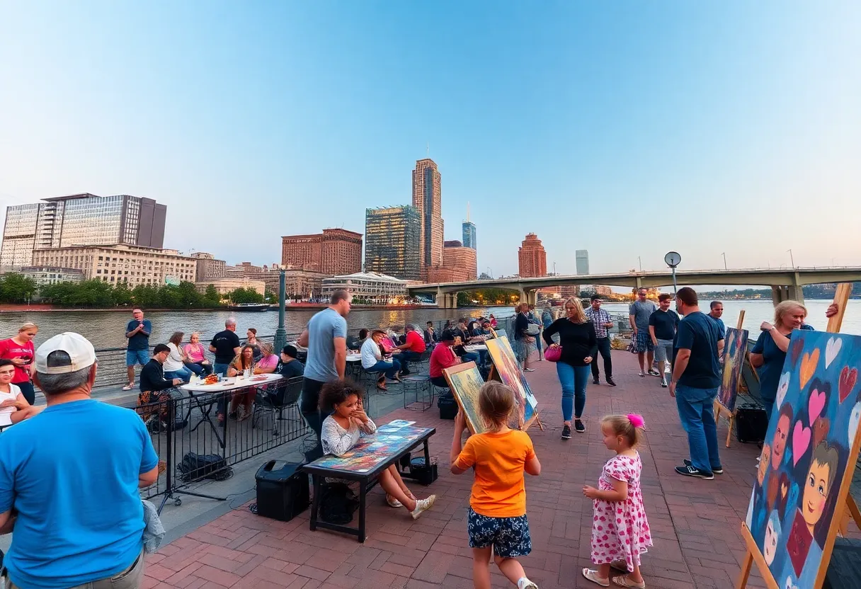 Crowd enjoying an outdoor event along the Memphis riverfront