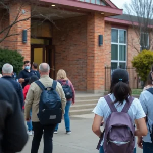 Police at Power Center Academy after a shooting threat
