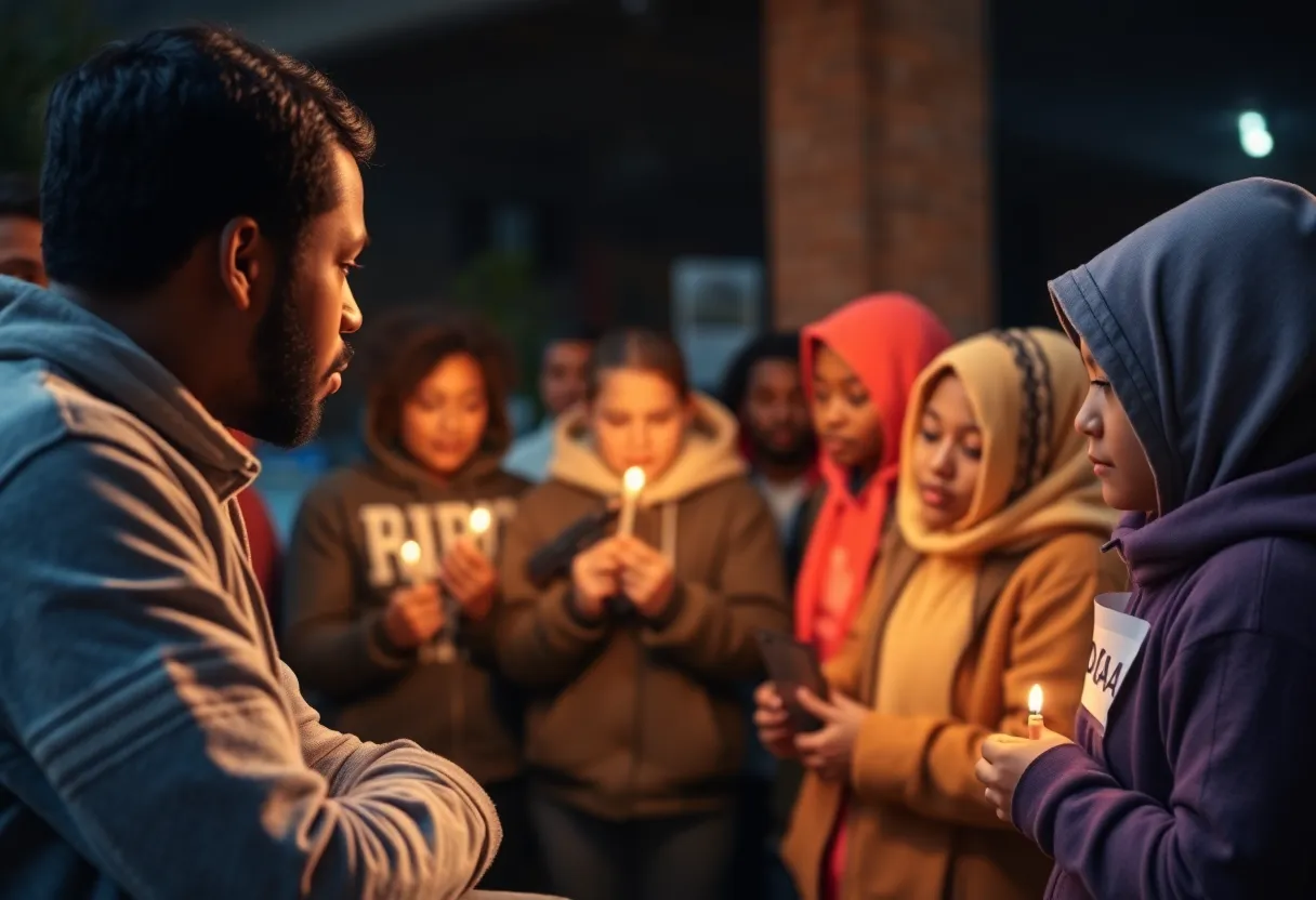 Community members discussing gun safety