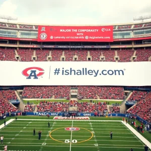 Football stadium branding for University of Memphis with FedEx sponsorship