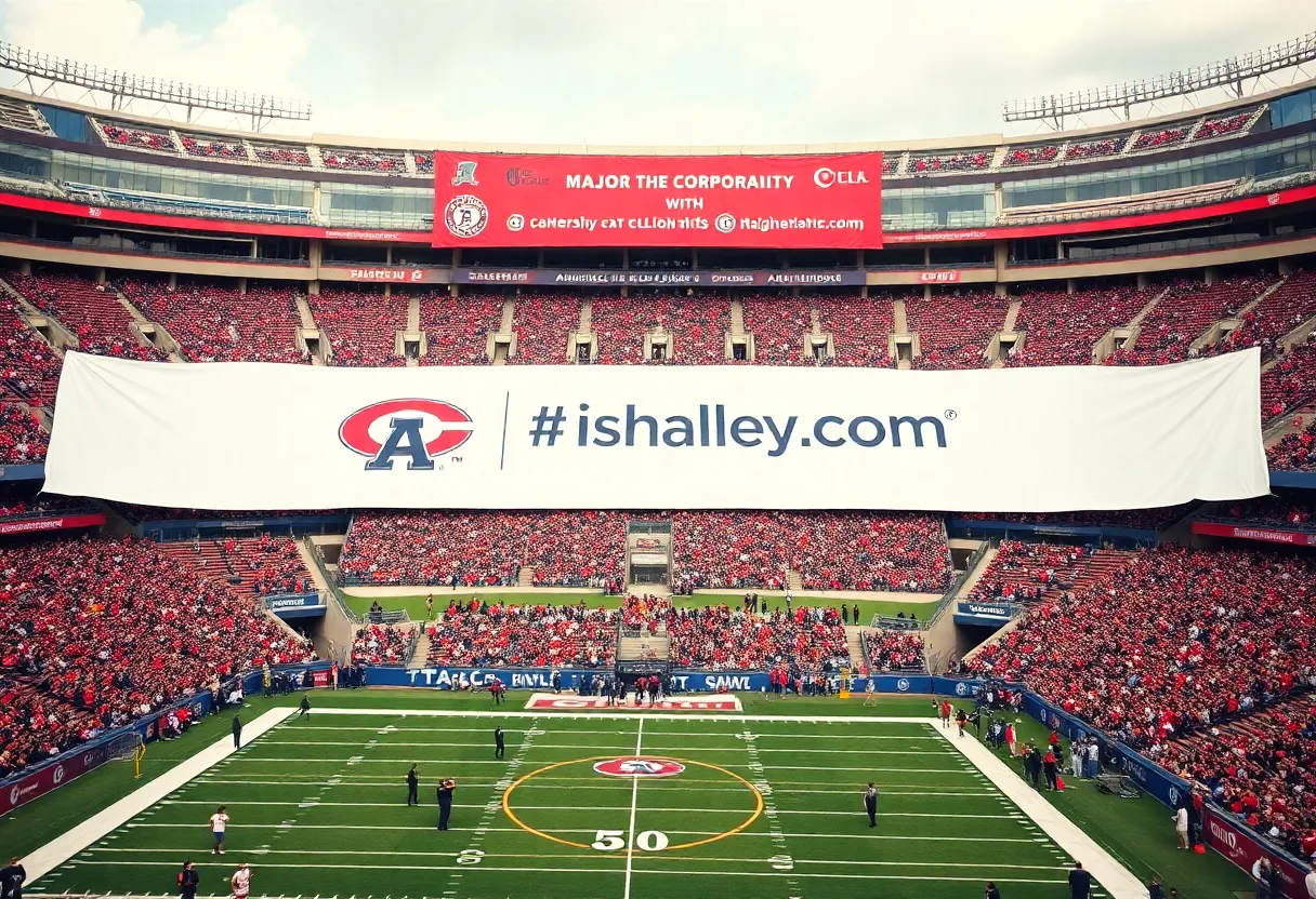 Football stadium branding for University of Memphis with FedEx sponsorship