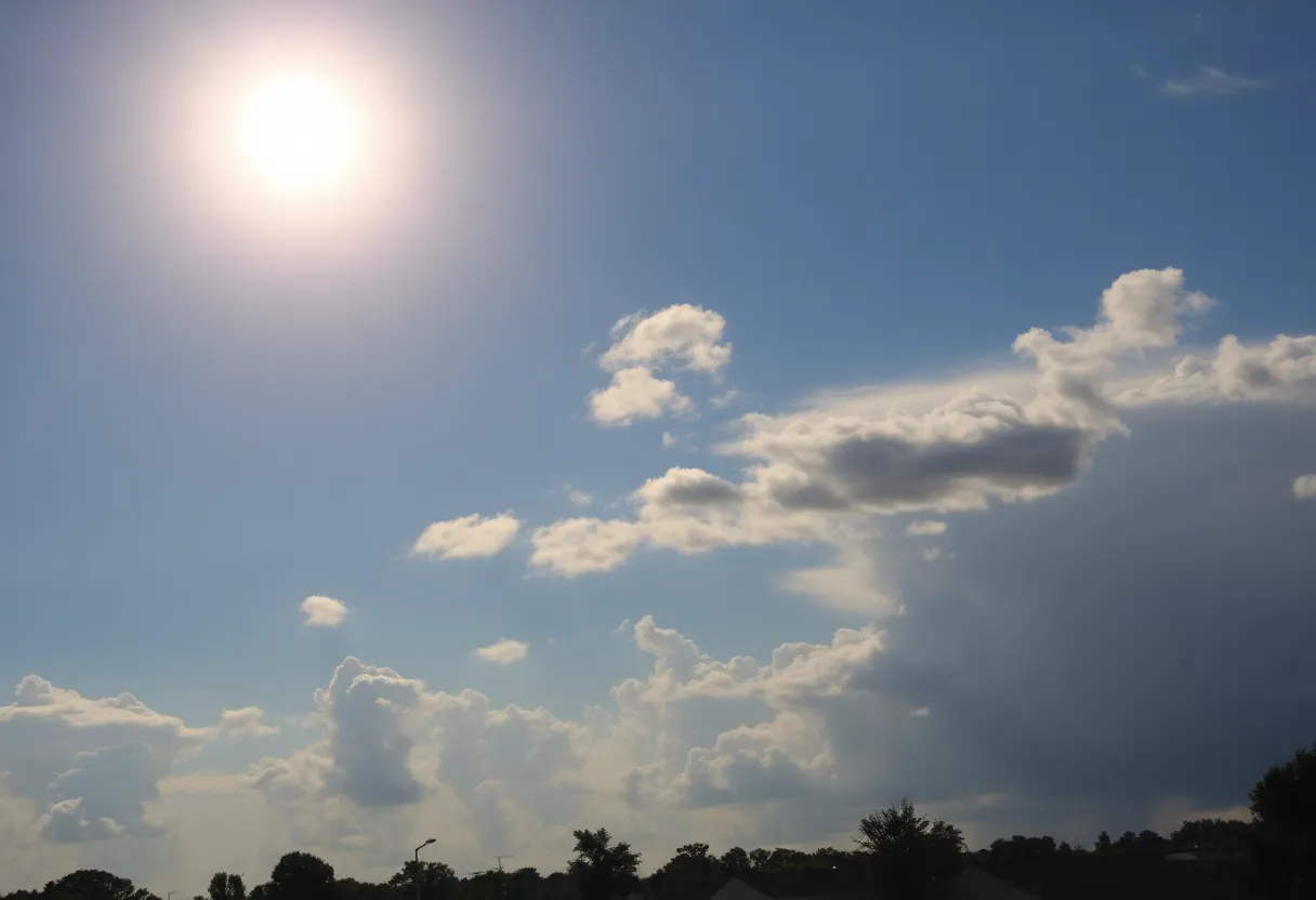 Heat advisory weather in Memphis with sun and clouds