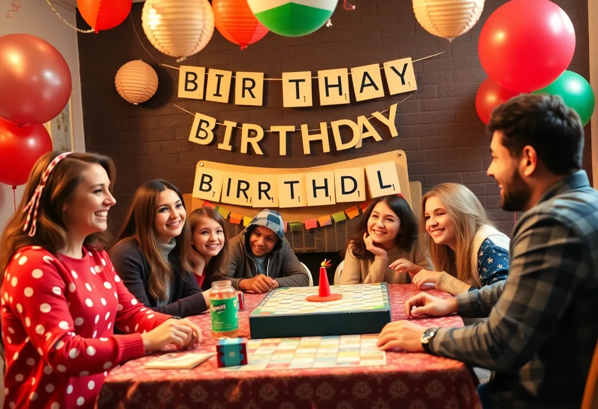 Scrabble-themed birthday party celebrating Minnie Opal Hill's 105th birthday