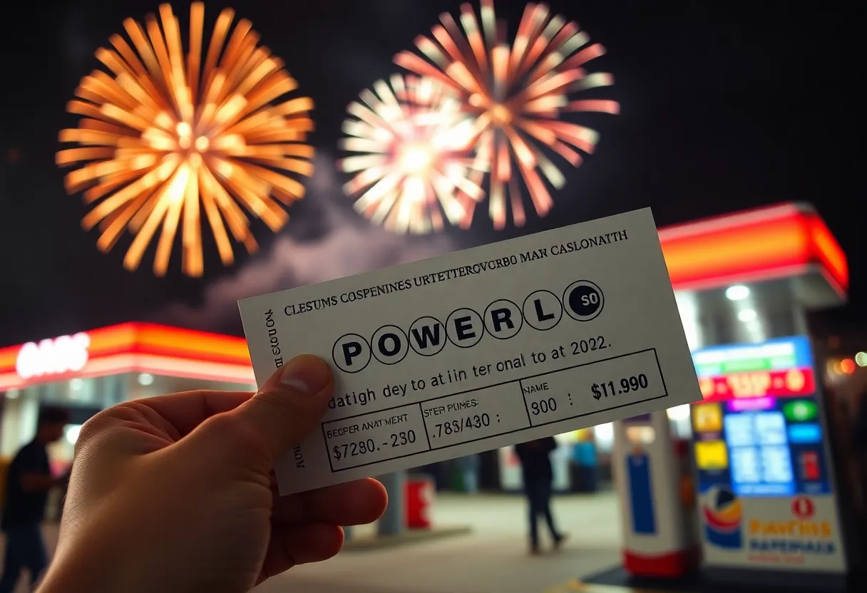 Powerball lottery ticket being celebrated outside a Memphis gas station