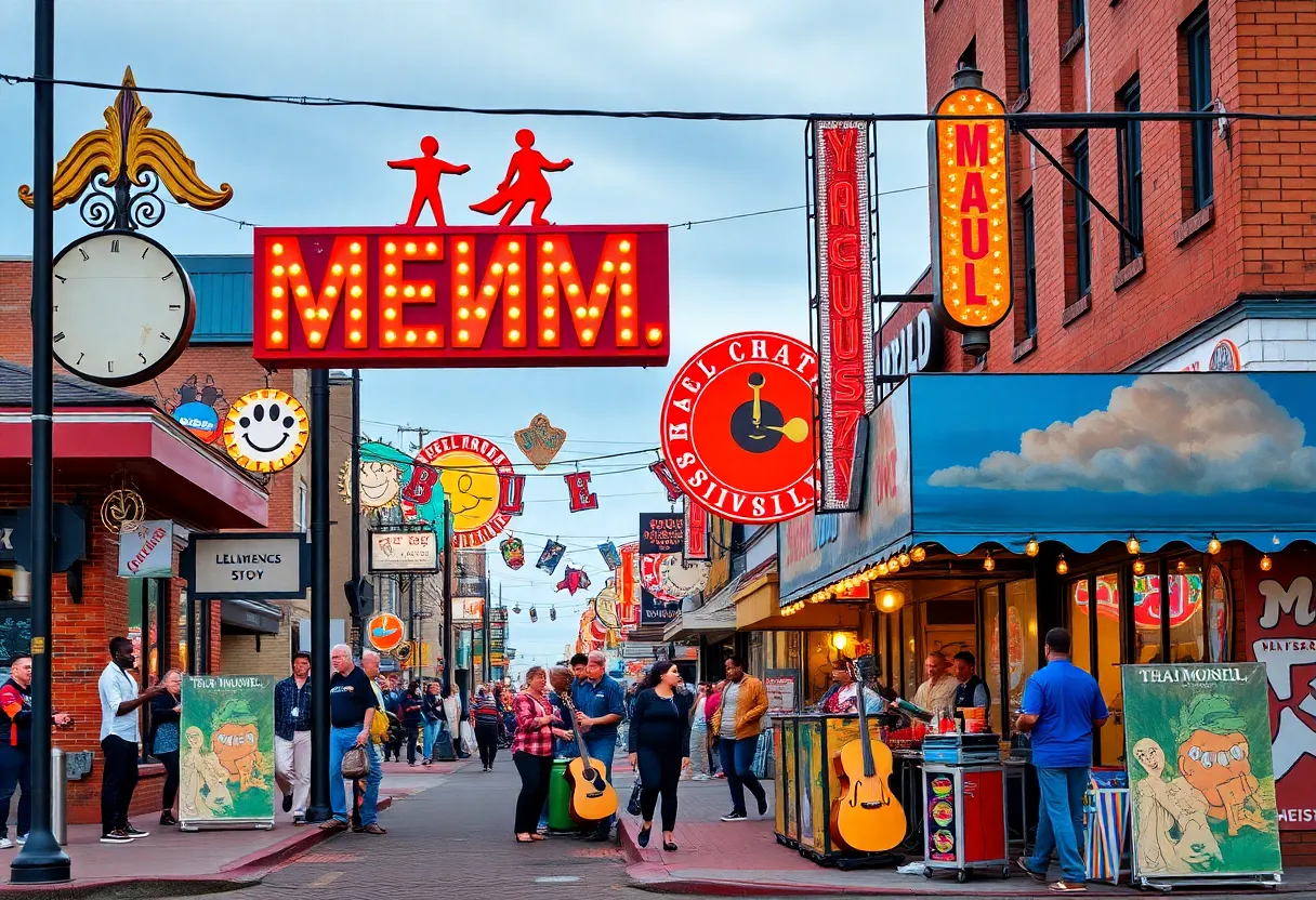 Artistic representation of Memphis's soul music culture