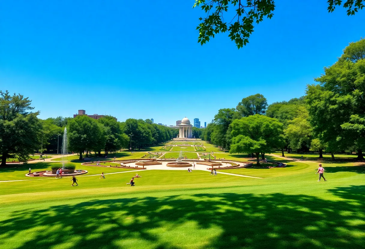 Families enjoying a warm sunny day in a park in Memphis
