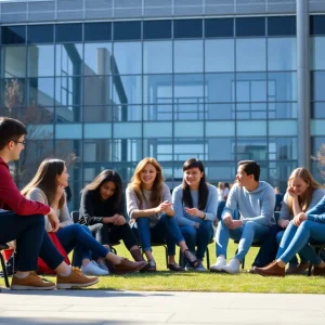 Students on campus discussing diversity and inclusion issues after the closure of a multicultural office.