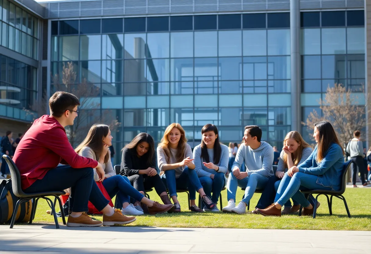 Students on campus discussing diversity and inclusion issues after the closure of a multicultural office.
