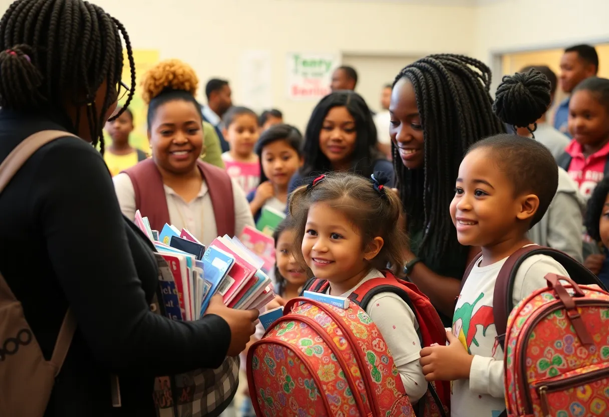 Families at the West Memphis Back to School drive