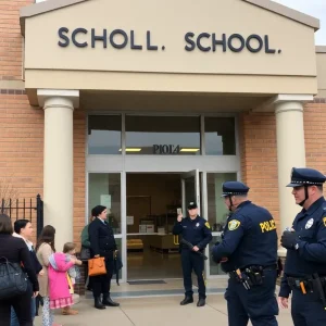 Police and security at White Station Middle School during a lockdown