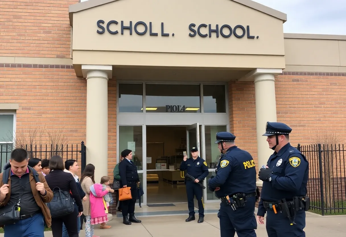 Police and security at White Station Middle School during a lockdown