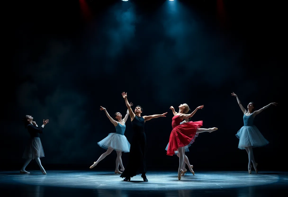 A scene from Ballet Memphis' Macbeth performance featuring dancers