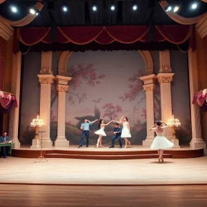 Scenic view of Ballet Memphis performance stage with dancers