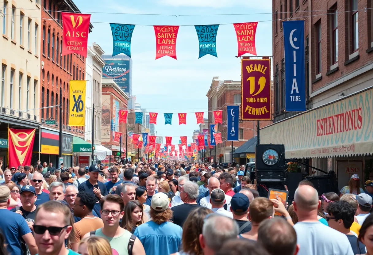 Crowd enjoying the B.B. King Centennial Music Festival in Memphis.