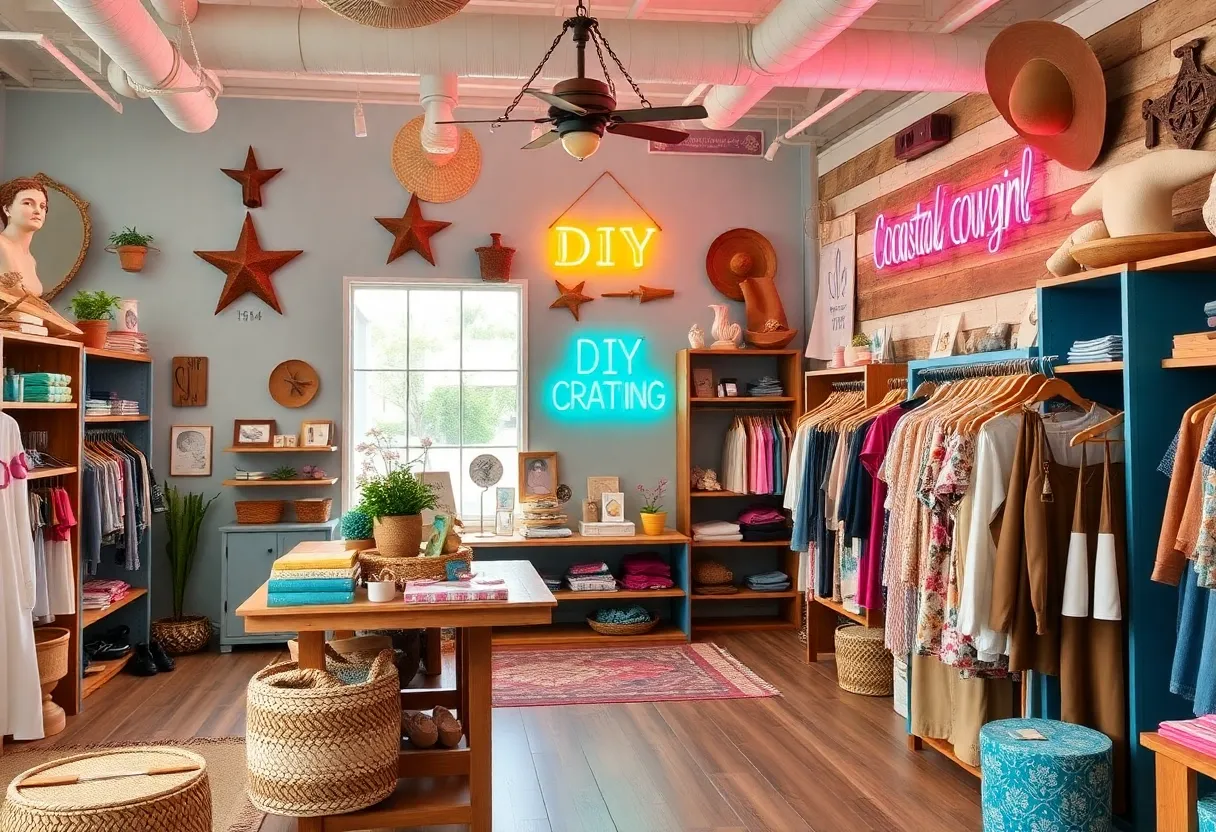 Interior of Belle Haven Boutique with coastal cowgirl theme
