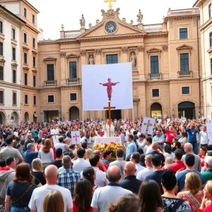 Crowd gathered for the canonization ceremony of Carlo Acutis at St. Peter's Square