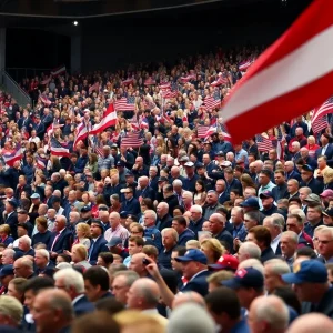 Crowd at memorial service for Charlie Kirk