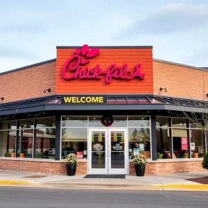 Exterior view of Chick-fil-A on Union Avenue in Memphis after renovations
