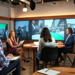 Reporters collaborating in The Daily Memphian newsroom